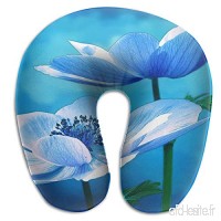 Travel Pillow Anemone Nature Flowers Memory Foam U Neck Pillow for Lightweight Support in Airplane Car Train Bus - B07VD5P6XP